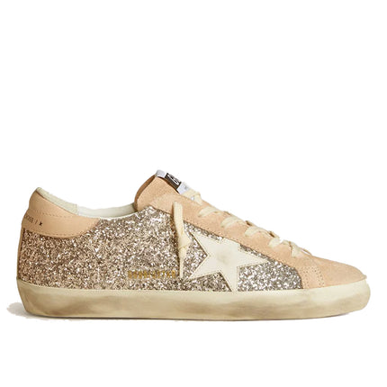 Golden Goose Women's Super Star in Silver Glitter with Leather Star and Heel Tab