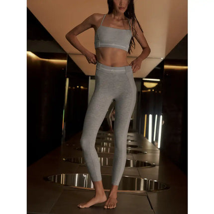 alo Women's Alosoft High-Waist 7/8 Relay Legging Athletic Heather Grey/White
