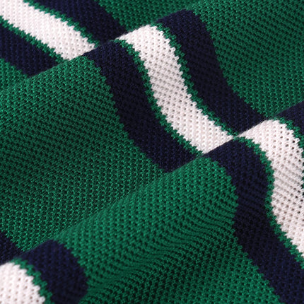 Sporty & Rich Women's Serif Logo Silk Pique Cropped Polo Alpine/White/Navy