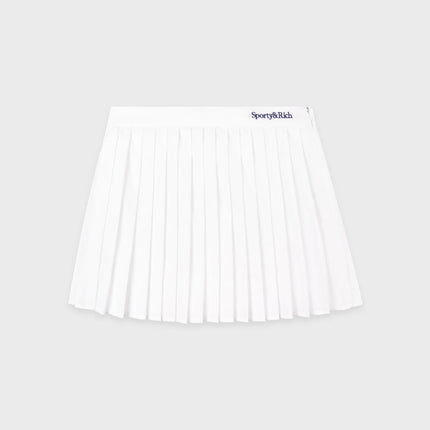 Sporty & Rich Women's Serif Logo Anae Skirt White/Dark Navy