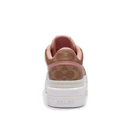 Coach Women's Platform Sneaker In Signature Canvas Khaki/Pink Petal