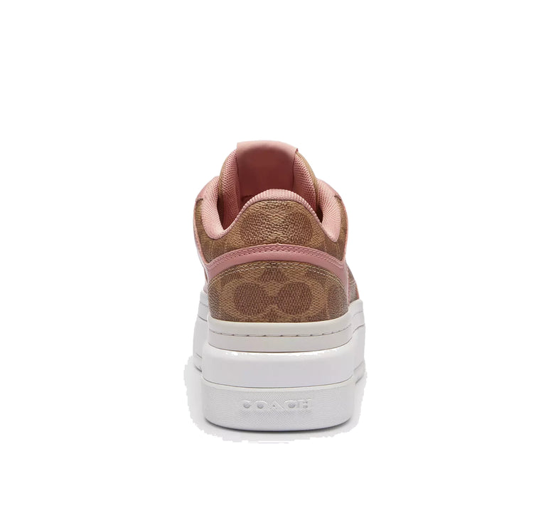 Coach Women's Platform Sneaker In Signature Canvas Khaki/Pink Petal