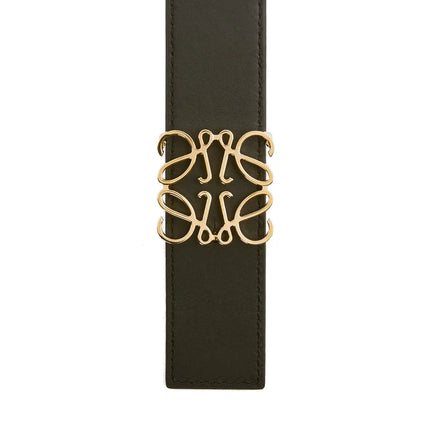 Loewe Women's Reversible Anagram Belt in Smooth Calfskin Tan/Black/Gold