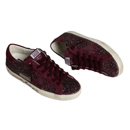 Golden Goose Women's Super-Star Star LTD in Cherry Glitter with Cherry Suede Star