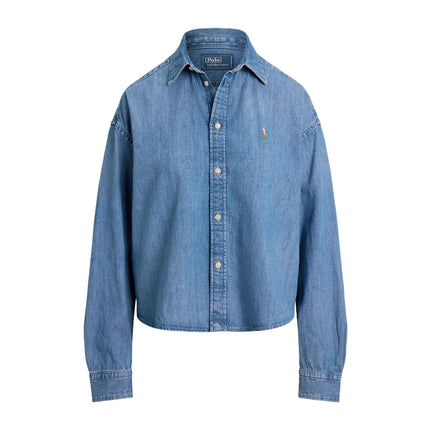 Polo Ralph Lauren Women's Cropped Boxy Denim Shirt Zaia Wash