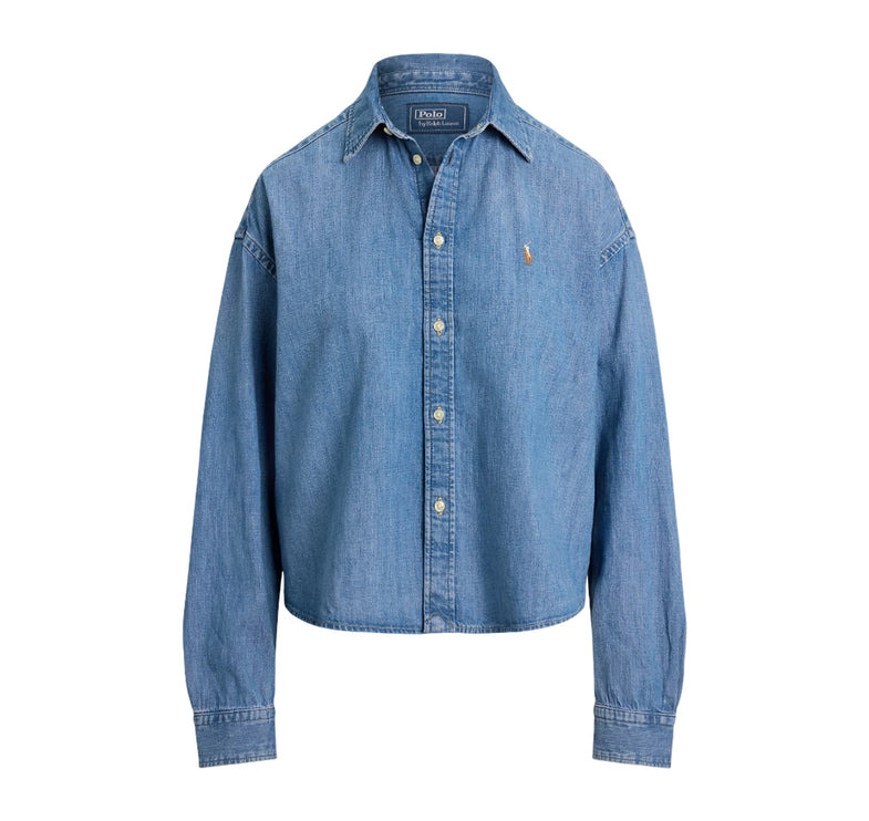 Polo Ralph Lauren Women's Cropped Boxy Denim Shirt Zaia Wash