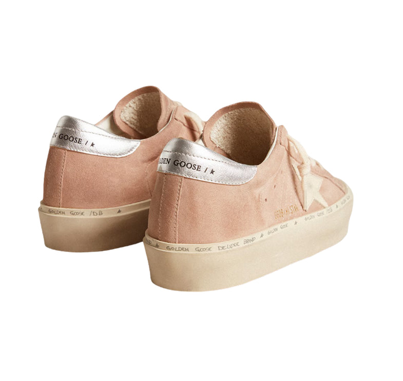Golden Goose Women's Hi Star in Pink Suede with Cream Star and Silver Leather Heel Tab