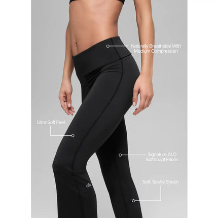 alo Women's Softsculpt Foldover Flare Legging Black