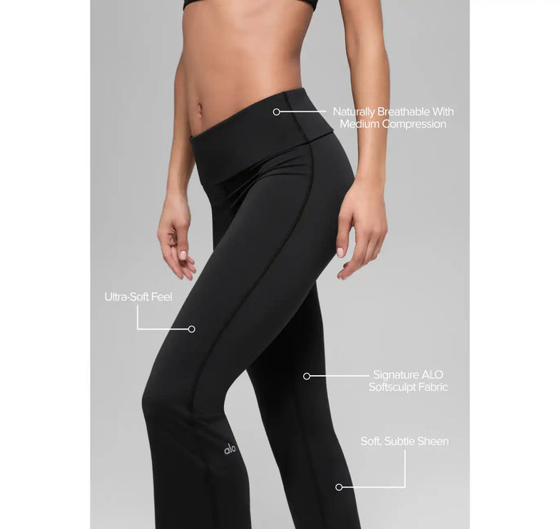 alo Women's Softsculpt Foldover Flare Legging Black