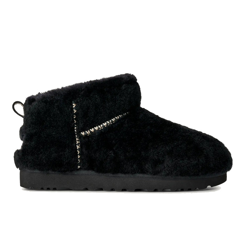 UGG Women's Classic Ultra Mini Fluffed Black