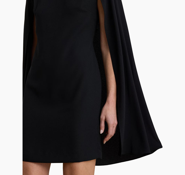 Polo Ralph Lauren Women's Cape Georgette Cocktail Dress Black