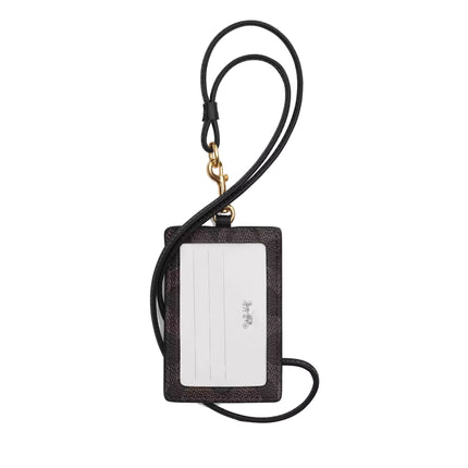 Coach Women's Id Lanyard In Signaure Canvas Gold/Walnut/Black