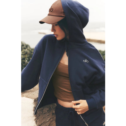 alo Women's Accolade Full Zip Hoodie Navy