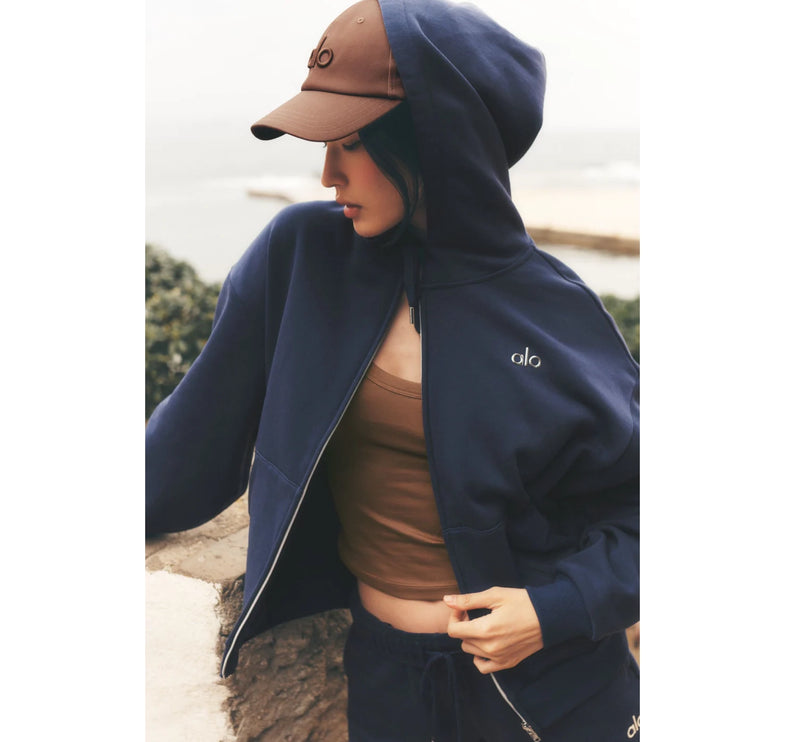 alo Women's Accolade Full Zip Hoodie Navy