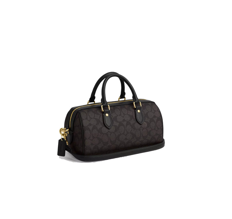 Coach Women's Rowan Long Satchel Bag In Signature Canvas Gold/Walnut/Black