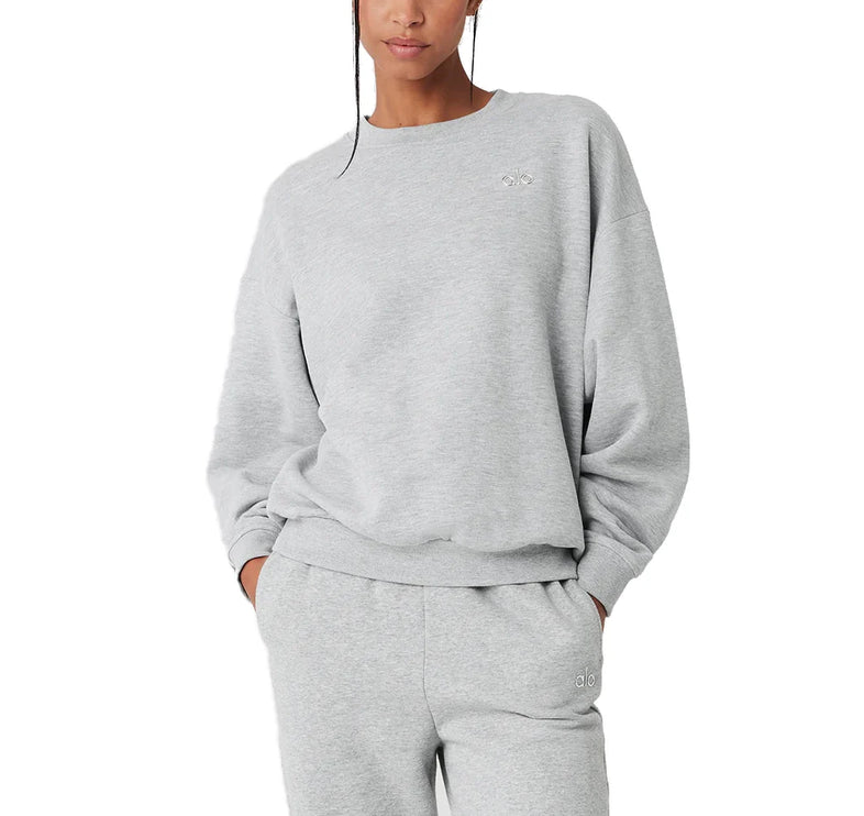 alo Women's Accolade Crew Neck Pullover Athletic Heather Grey