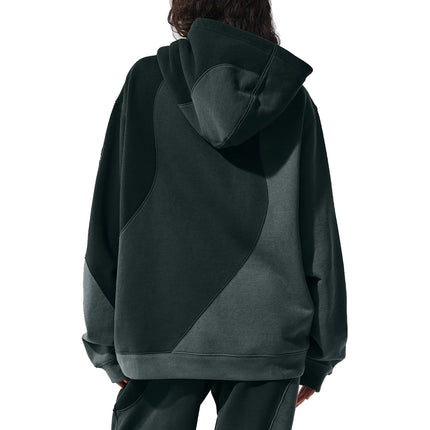 alo Women's Make Waves Hoodie Charcoal Green Tonal