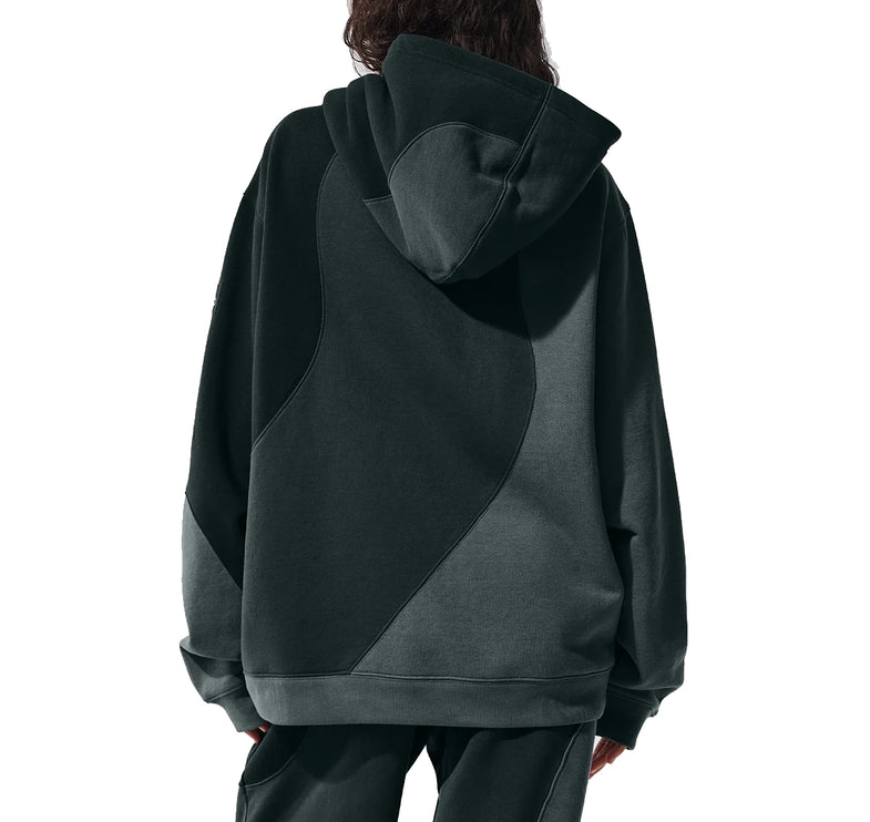 alo Women's Make Waves Hoodie Charcoal Green Tonal