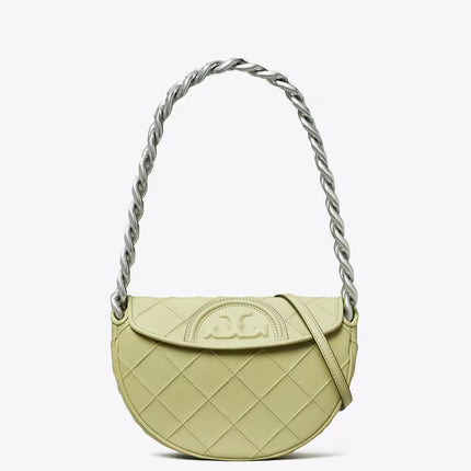 Tory Burch Women's Mini Fleming Soft Crescent Bag Olive Sprig