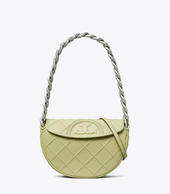 Tory Burch Women's Mini Fleming Soft Crescent Bag Olive Sprig