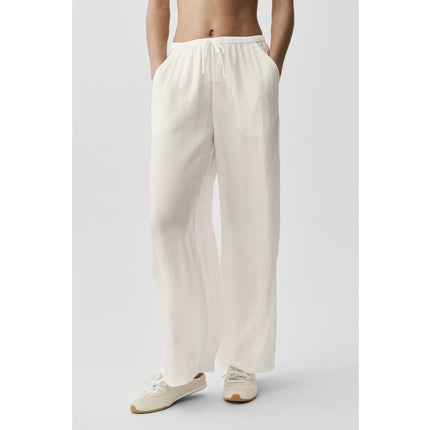 alo Women's Semi-Sheer Golden Hour High-Waist Straight Leg Pant Ivory