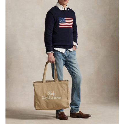 Polo Ralph Lauren Unisex Embroidered Canvas Tote Tan