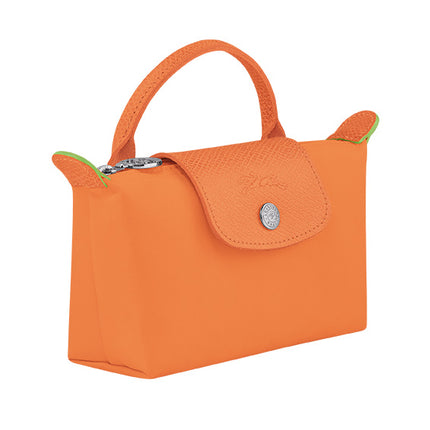 Longchamp Women's Le Pliage Green Pouch With Handle Orange