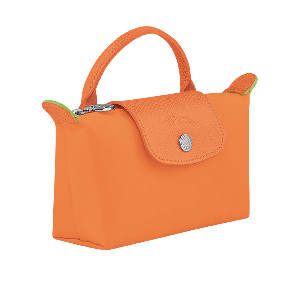 Longchamp Women's Le Pliage Green Pouch With Handle Orange