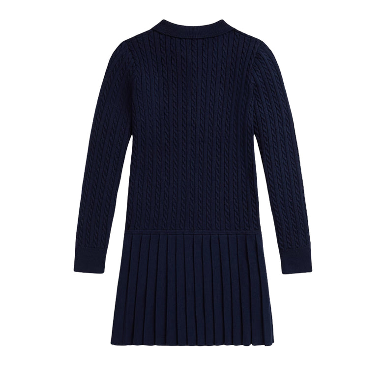Polo Ralph Lauren Girl's Mini-Cable Polo Sweater Dress Cruise Navy