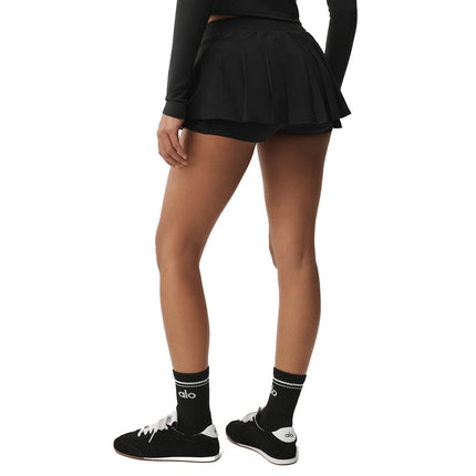 alo Women's Double Or Nothing Tennis Skirt Black