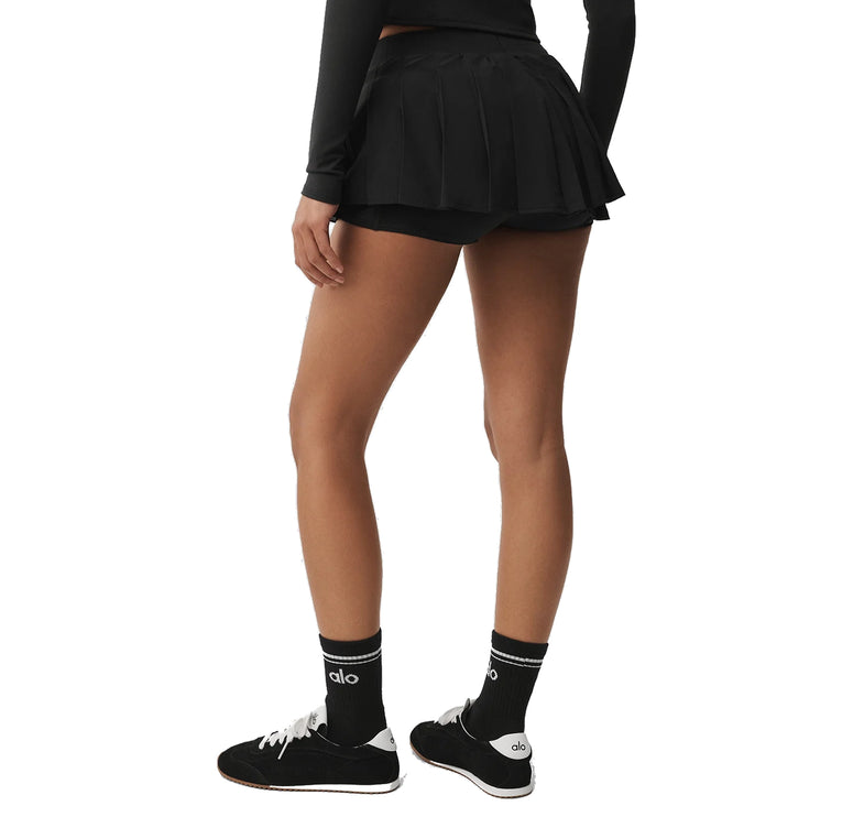 alo Women's Double Or Nothing Tennis Skirt Black