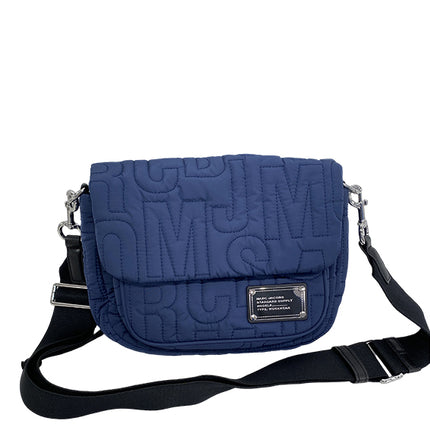 Marc Jacobs Women's Quilted Logo Messenger Bag Silver/Azure Blue