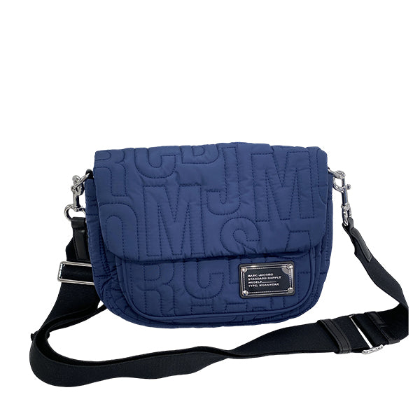 Marc Jacobs Women's Quilted Logo Messenger Bag Silver/Azure Blue