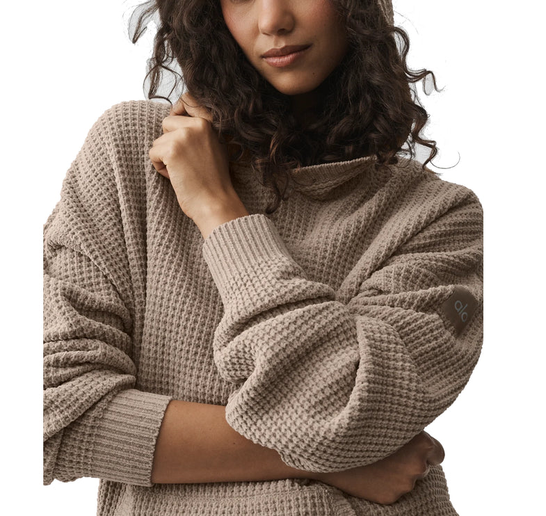 alo Women's Waffle Chenille Edition Hoodie Gravel