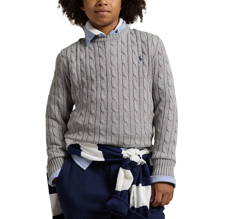 Polo Ralph Lauren Boy's Cable-Knit Cotton Sweater Andover Heather