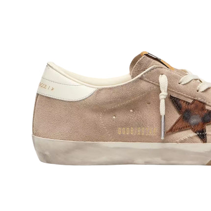 Golden Goose Women's Super-Star Star in Beige Suede with Leopard Print Star