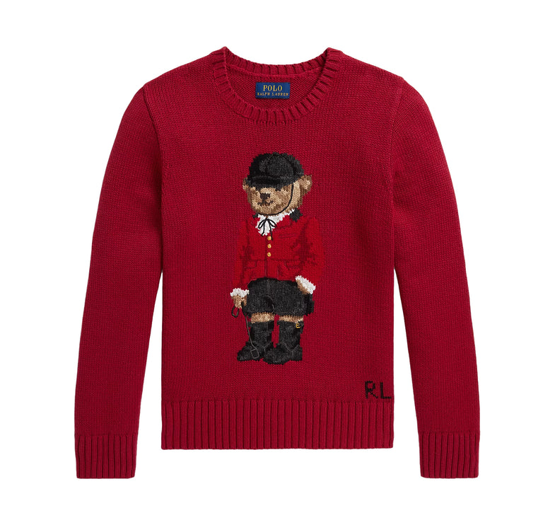 Polo Ralph Lauren Girl's Polo Bear Sweater Eaton Red
