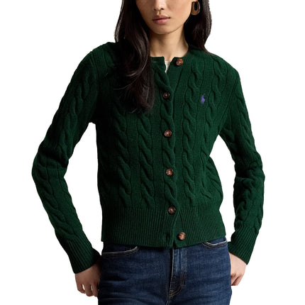 Polo Ralph Lauren Women's Cable-Knit Wool-Cashmere Cardigan College Green