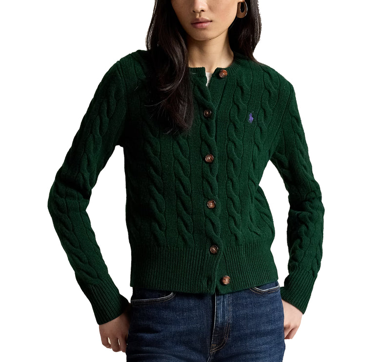 Polo Ralph Lauren Women's Cable-Knit Wool-Cashmere Cardigan College Green