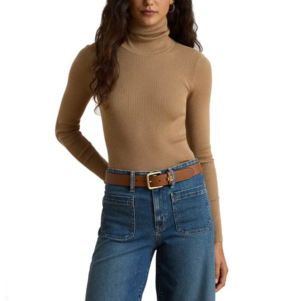 Polo Ralph Lauren Women's Cotton-Blend Ribbed Turtleneck Lauren Camel