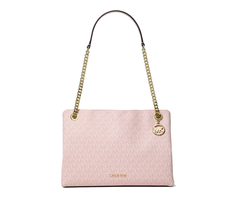 Michael Kors Women's Christina Medium Signature Logo Messenger Bag Powder Blush