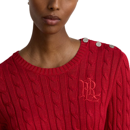 Polo Ralph Lauren Women's Button-Trim Cable-Knit Sweater Ralph Red