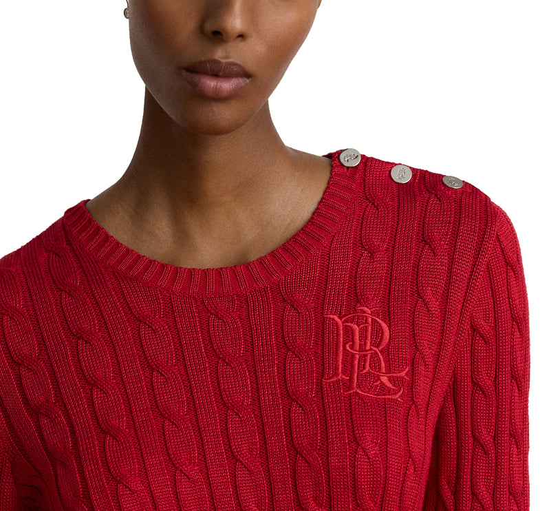 Polo Ralph Lauren Women's Button-Trim Cable-Knit Sweater Ralph Red