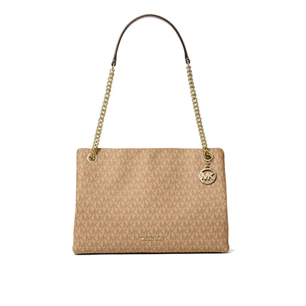 Michael Kors Women's Christina Medium Signature Logo Messenger Bag Camel