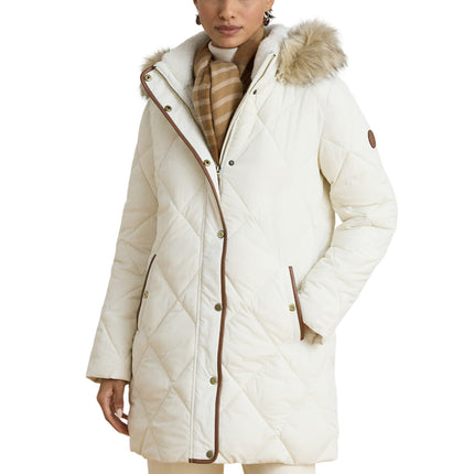 Polo Ralph Lauren Women's Faux-Fur-Trim Hooded Quilted Coat Cream