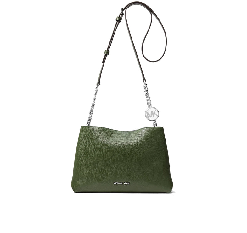 Michael Kors Women's Christina Small Pebbled Leather Crossbody Bag Amazon Green
