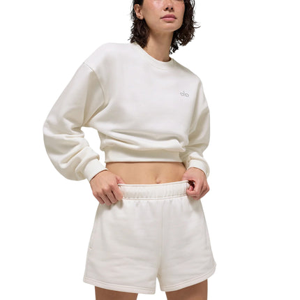 alo Women's Cropped Accolade Crewneck Ivory