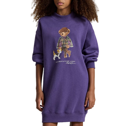 Polo Ralph Lauren Girl's Polo Bear Fleece Sweatshirt Dress Valley Purple