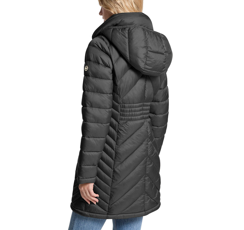 Michael Kors Women's Packable Quilted Nylon Puffer Coat Black