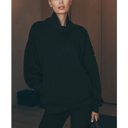 alo Women's Hazy Mock Neck Pullover Black